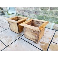 2 x Charles Taylor Wooden Regular Square Trough Planter Flower Shrub Tree Pot