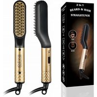 Mini peigne électrique pour barbe et cheveux pour hommes, lisseur pour barbe et cheveux
