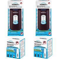 THERMACELL 2 Diffuseurs + 2 Recharges Anti-Moustiques & Moustiques Tigres - Protection efficace 20 m² - Inodore - Durée 120h - 10 Cartouches Gaz + 30 plaquettes - Noir