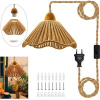Vintage-Pendelleuchte, 4,5 m langes industrielles Pendelleuchten-Set mit Schalter, E27-Holzfassung mit Kabel, Lampenschirm montierbar, Lichterkette und Lampenschirm A