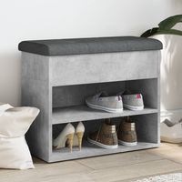Banc à chaussures gris béton 62x32x50 cm bois d'ingénierie vidaXL