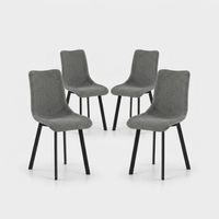 Set 4 sedie imbottite design moderno in tessuto easy-clean Grace - Grigio Scuro