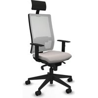 Synchro ottoman mesh blanc simili cuir white 1D arms pyramid base fixed headboard fixed headrest 65mm nylon wheels