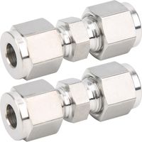 Ensemble de 2 raccords à compression en acier inoxydable 316, raccords de tuyauterie à double compression à passage direct (Ф8)