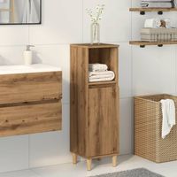 Vidaxl – Armoire de salle de bain chêne artisanal 30x30x100 cm – Résistance à l'humidité – Compartiments ouverts et fermés – Pieds en bois d'eucalyptus massif