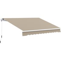 Kassettenmarkise mit Verstellbarem Neigungswinkel fuer Balkon und Eingangsbereich aus Polyester Beige 395 x 300 cm