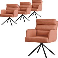 ML-Design Set di 4x Sedie da Pranzo Girevole Arancio Sedia da Soggiorno con Braccioli e Schienale Poltroncina Girevole Posizione Auto Poltrona Sedia Imbottita con Cuscino e Rivestimento in Poliestere