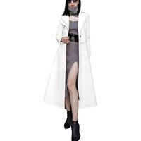 Trench long en cuir blanc pour femme Printemps Runway Veste en cuir tendance de luxe
