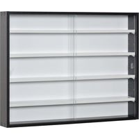 5-Tier Wall Display Shelf Unit Cabinet w/ 4 Adjustable Shelves Glass Doors Home Office Ornaments 60x80cm Black/White