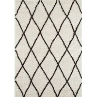 Shaggy indoor rug, Berber style, black and white, Robby, 230x160 cm