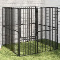 Parc pour chien avec 4 plaques en acier galvanisé noir