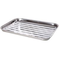 Allgrill Grillschale aus Edelstahl 34 x 24 x 2,5 cm zur Vermeidung von Fettbränden