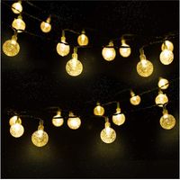 Außen-Solar-Lichterkette, 4,5 m 30 LED Kristallkugel-Lichterkette mit 2 Beleuchtungsmodi, Weihnachtsbeleuchtung für Baum, Garten, Terrasse, Balkon, warmweiß.