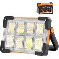 Projecteur LED à batterie, pour chantier, 4 modes, rechargeable solaire/USB, portable, étanche. Pour garage, camping, entretien, urgences.