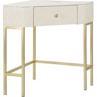 Console angolare Sharon in legno, MDF e metallo bianco e oro 84,5x60x77 cm