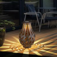 Lanterne de décoration de jardin Lanterne solaire avec maille de bambou à suspendre ou à poser, LED blanc chaud, DxH 27x17,5 cm, terrasse de jardin