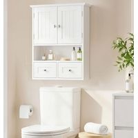 Armoire Murale pour Salle de Bain Armoire Suspendue de Salle de Bain avec 2 Portes et 2 Tiroirs pour Cuisine 50.8x17.8x66 cm Blanc