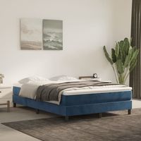 Sommier à ressorts de lit Moderne - Lit pour Adulte Enfant Cadre de lit pour Chambre Bleu foncé 140x190 cm Velours -FR34605