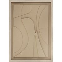 Tableau texturisé abstrait crème 70x50cm – Cadre MDF aspect bois – Prêt à accrocher avec vis et chevilles fournies
