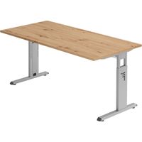 bümö Schreibtisch Serie-O Rechteck: 180 x 80 cm Asteiche Silber