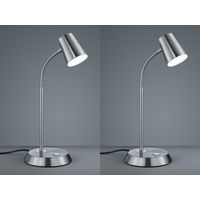 Flexible LED Schreibtischlampe 2er Set in Silber matt dimmbar