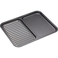 KitchenCraft MasterClass Backblech mit 2 Fächern of Carbonstahl, 39 x 31 cm - Grau