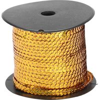 Rouleau de 100 Yards de Corde Pailletée en Résine Plastique 6mm - Décor Laser Doré pour Accessoires (Or Brillant, 100 Yards)