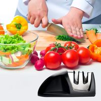 Professional Kitchen Sharpener 2 in 1 Manual Sharpener for Stainless Steel and Ceramic Knives of All Sizes, Non-Slip Base Black