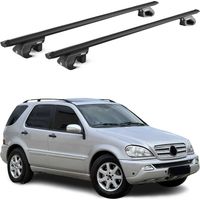 OMAC Barres de toit aluminium certifiées TÜV pour Mercedes Classe M W163 1998-2005 – Pour rails de toit standards – Rainure en T – Charge max 90 kg – 2 antivols Noir