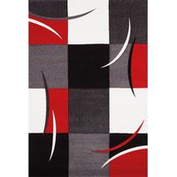 Tapis salon et chambre 280x380 rouge rectangle tissé motif damier LYN8 COMMA