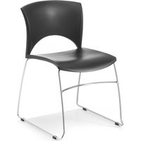 Lot de 2 chaises de conférence SOLE avec structure en fil de fer chromé en métal, siège et dossier noirs