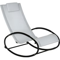 Sedia a Dondolo da Giardino Zero Gravity, Sdraio da Giardino Ergonomica con Cuscino e Tessuto Traspirante per Interno ed Esterno, 105x62x88 cm, Grigia
