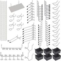 140Pcs Pegboard Metal Crochets Organisateur Assortiment Kit Peg Serrures Applications Suspendues, Ensoleillé