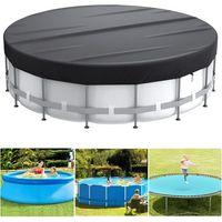Couverture de piscine, couverture de piscine solaire ronde de 10 pieds pour piscines hors sol, couverture de bain à remous avec boucle de mise à niveau, corde et clous au sol pour améliorer la stabili