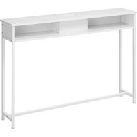 Vasagle – Table console fine avec multiprise – 2 ports USB – Chargement caché – Dimensions 25 x 120 x 81,1 cm – Blanc nuage pour entrée et salon