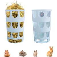 Heuraufe, Heuraufe, Kaninchen-Heuraufe, Futterspender, hängender Kunststoffnapf mit mehreren Löchern, geeignet für Meerschweinchen, Chinchillas und Kaninchen, 2er-Pack (klein blau, Größe 12,3 x 10 x 2