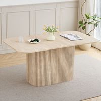 Wokaka Mesa de Comedor Ovalada 160 cm para 6-8 personas - MDF travertino amarillo - Estilo escandinavo