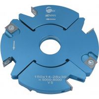 Leman – Porte-outils de toupie à tenon et feuillure 170mm – Alésage 30mm – Épaisseur réglable 20/39mm – 4+4 dents pour coupe nette