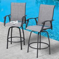 Avestar Lot de 2 Chaises haute de Bar de Jardin Pivotants D‘extérieur, en Textilene Tout Temps, Gris