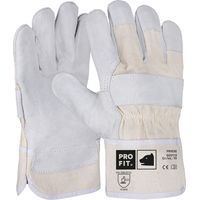 PRO FIT Rindspaltleder Arbeitshandschuh FRIESE, Größe 10 (XL) - 1 Paar, natur, Canvas-Stulpe, weich & flexibel