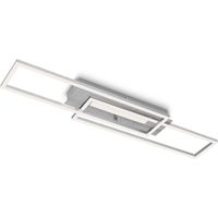Plafonnier LED BRILONER LEUCHTEN FRAME MID, 40 W, 4400 lm, IP20, couleur aluminium, métal-plastique, 82,7 x 19 x 8 cm