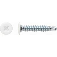 Index – Vis autoperceuse PH2 tête extraplate blanche 4,2 x 14 mm zingué blanc – Pour tôle et PVC – Fixation étagère, extincteur, enseigne