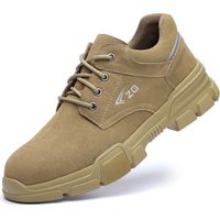 Zapatos de protección laboral, antiaplastamiento, antiperforación, resistentes al desgaste, con puntera de acero y suela blanda para hombres talla 41