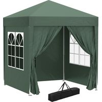Pavillon de jardin pliable et escamotable, hauteur réglable, protection UV, 2 x 2 m, vert foncé