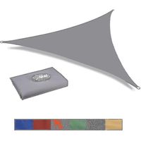 Voile d'ombrage triangulaire imperméable (10 tailles) pour jardin, terrasse et fêtes. Protection solaire optimale (95 % UV). Corde incluse. Modèle JM5 - 5 x 5 x 7,1 m - Gris foncé