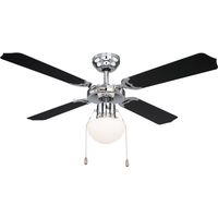 Deckenventilator mit Zugschalter 3 Stufen Flügel wendbar Vor- und Rücklauf Deckenlampe Sommer Wintermodus Fernbedienung, 1x E27, DxH 106,6x41,5 cm