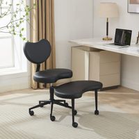 Chaise de méditation avec roulettes, polyuréthane noir – Soutien lombaire et repose-pieds réglable – Conception flexible ergonomique – Pour méditation, bureau et personnes atteintes de TDAH, modèle DE