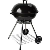 Barbecue portable au charbon de bois – Acier émaillé – Grille inox avec couvercle – Roulettes pour déplacement facile – Hauteur réglable – Akhuo