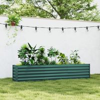 Carré potager potager surélevé en acier galvanisé barres de soutien et plaques d'angle fond ouvert 240 x x 40 45 cm vert