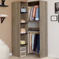 Armario esquinero modular L. 90 / 127 cm MELMAN armario doble + estantes madera y negro